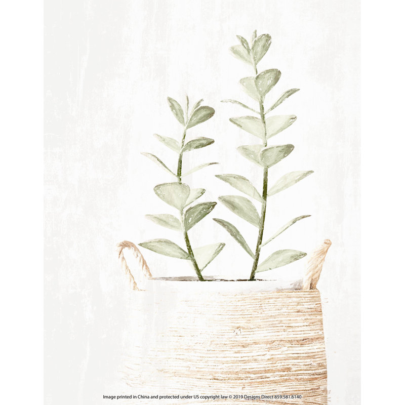 Eucalyptus dans un panier - peinture sur toile tendue, H 48 po x l 32 po