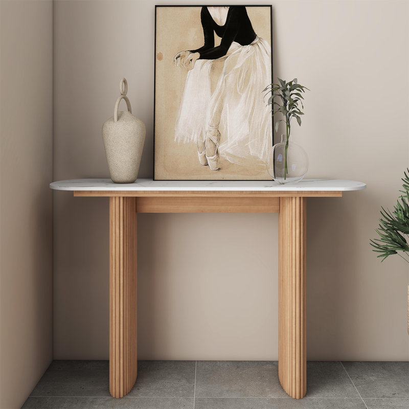 Jaysaun 47.24" Console Table, White, Natural