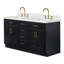 Meuble-lavabo double en bois massif Tidworth avec plateau en quartz blanc de 1,5 po-818783555-823641528