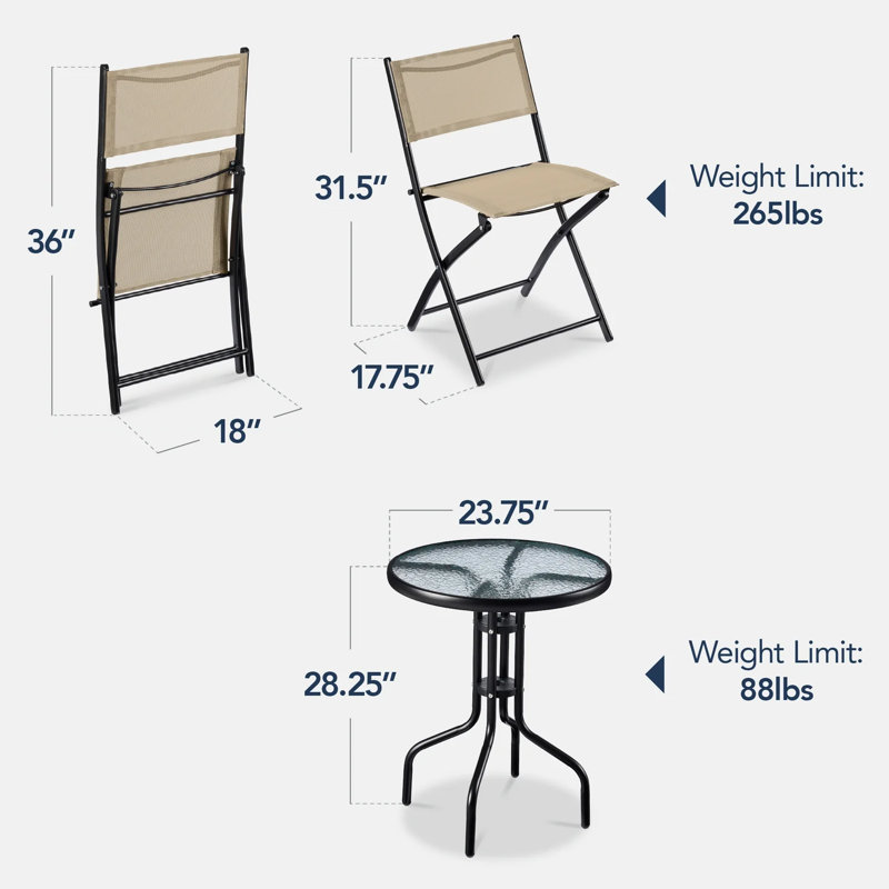 3-Piece Bistro Set, Beige