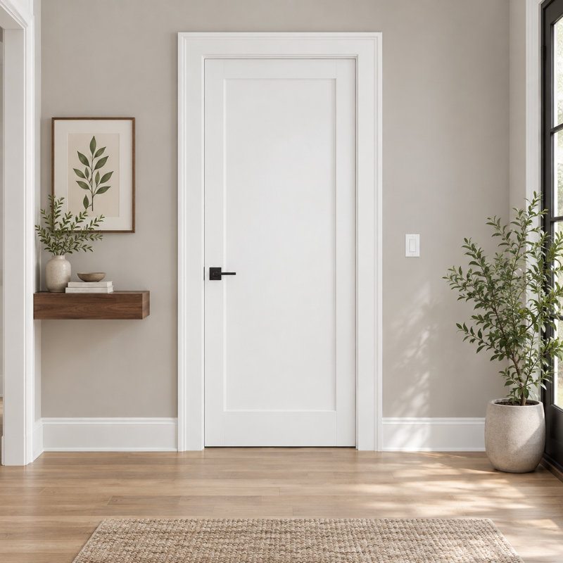 Porte en bois manufacturé à 1 panneau apprêté sans trousse de quincaillerie, 28 po x 80 po