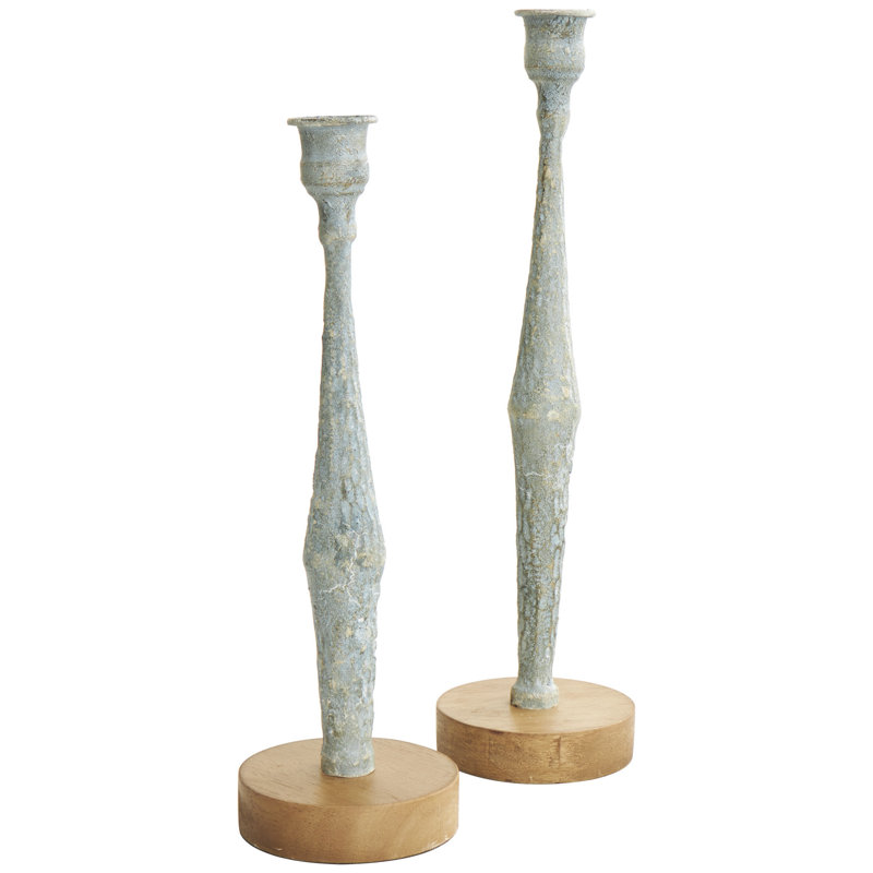Bougeoir de table en aluminium, Bleu clair