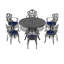 Black Frame Cast Aluminum Patio Dining Table With Umbrella Hole, 47.12-Inch Hole Garden Table,