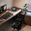 Bureau de direction en L en noyer massif avec tiroirs-217867568-217867570