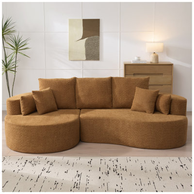 Ensemble de salon modulaire incurvé 2 pièces 106 "avec revêtement en tissu brun clair de 4 pouces 106 pièces