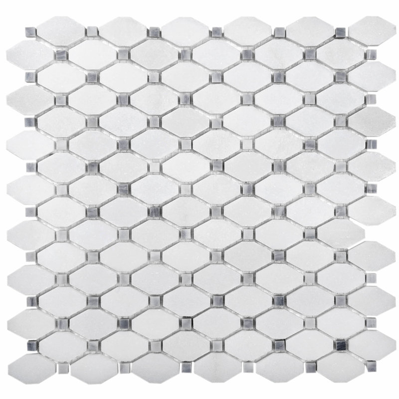 11.2" x 11.6" Natural Stone Octagon and dot Mosaic Wall & Floor Tile