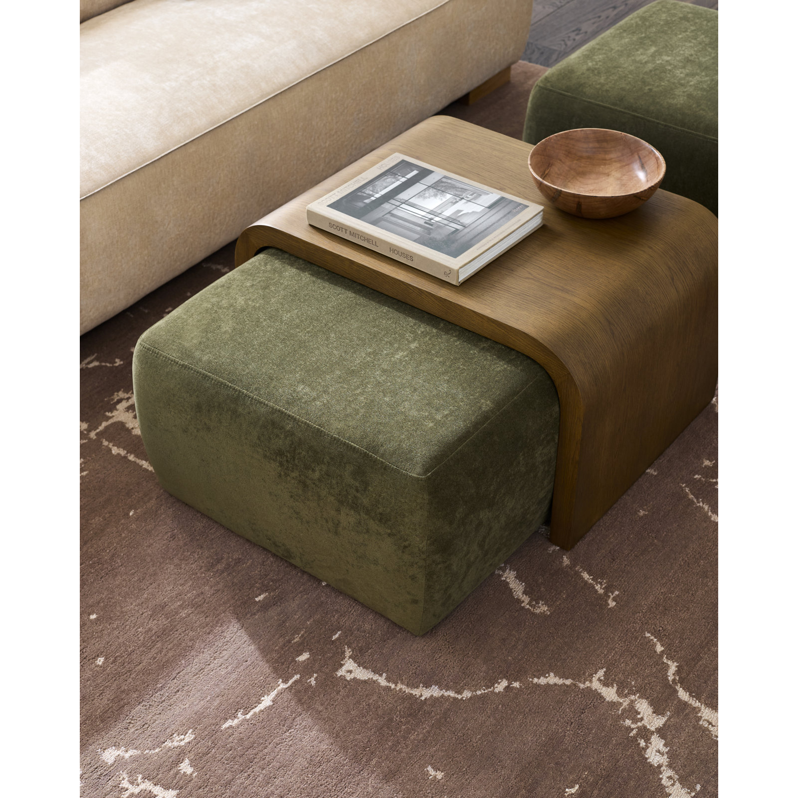 54" Solid Wood Ottoman