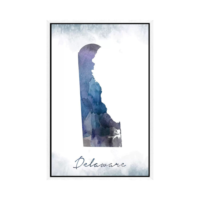 Delaware State Bluish - Print on Canvas, 66.04cm H x 45.72cm W x 3.81cm D, White Framed