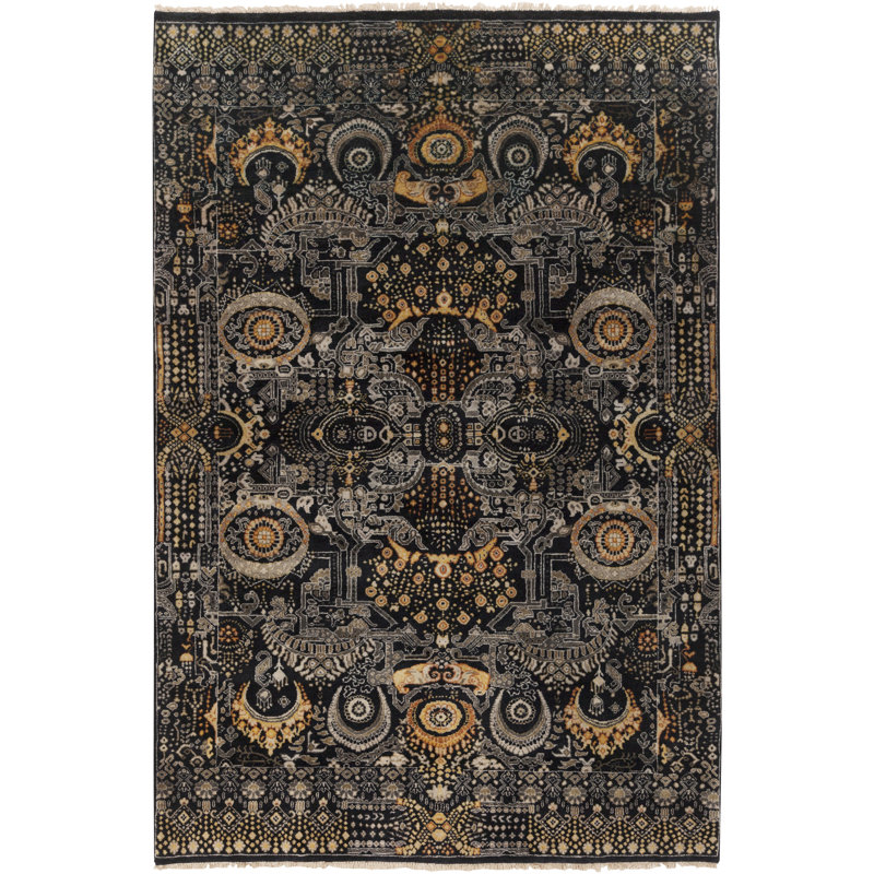 Empress Hand Knotted Wool Oriental Area Rug, Rectangle 9' x 13'