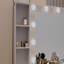 Bureau de coiffeuse avec miroir et lumières, table de coiffeuse avec miroir éclairé et station de charge, 
Commode de meuble-lavabo