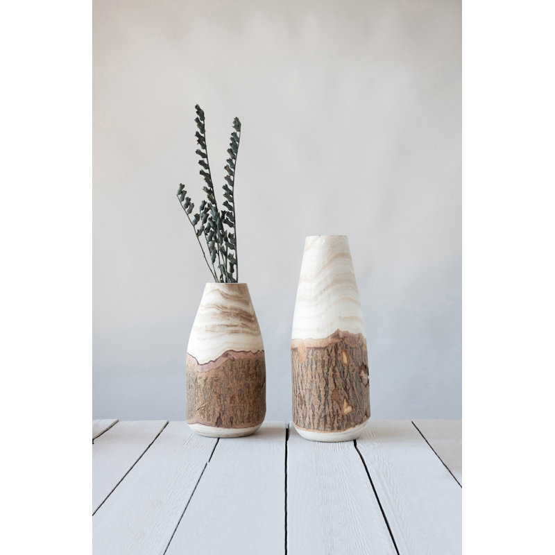 Francesca Wood Table Vase, 12.5"