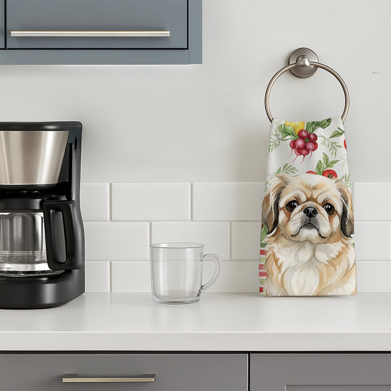Fawn Pekingese Vegetables Kitchen Towel, Fawn Pekingese