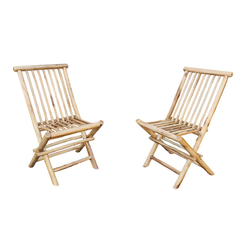 Chaises pliantes en bois de teck, ensemble de 2