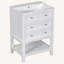 Meuble-lavabo 24 po avec lavabo, armoire de rangement avec tiroir et tablette ouverte, cadre en bois massif, blanc