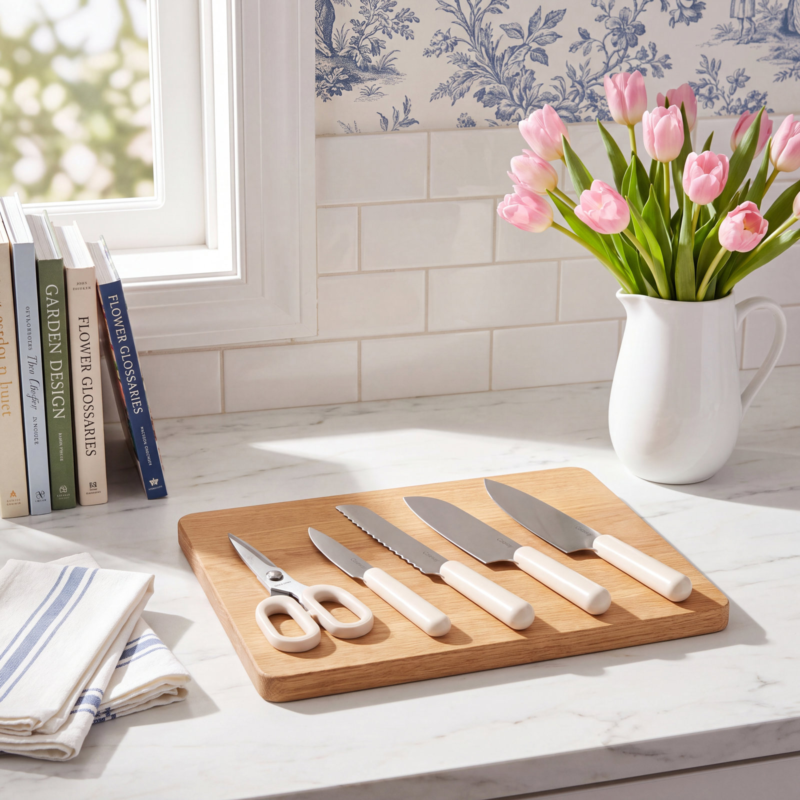 Caraway 5Pc Knife Set, Cream