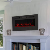 Kauffman Wall-Mount/Recessed Electric Indoor Fireplace, Black