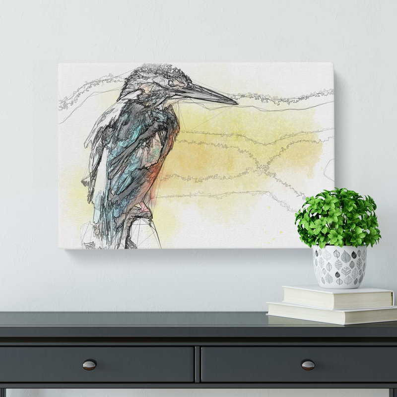 Blue Kingfisher in Abstract - Wrapped Canvas, 35cm H x 50cm W x 3cm D