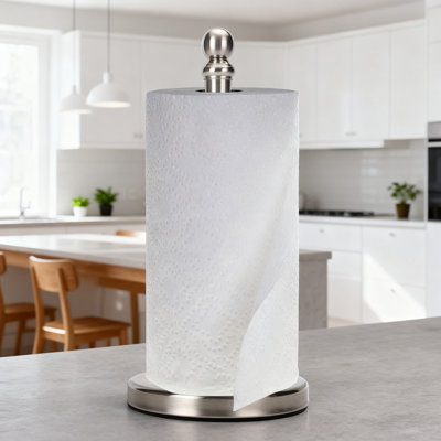 Porte-serviettes en papier à une main avec base lestée, support de comptoir robuste pour la cuisine et la salle de bain, conception autoportante avec coussin en feutre anti-rayures