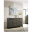 Ensemble de chambre à coucher en bois gris antique Ioana, commode, miroir, 2 tables de chevet, commode-1657680438