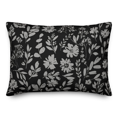  Housse et insert de coussin rectangulaire à motif floral monochrome