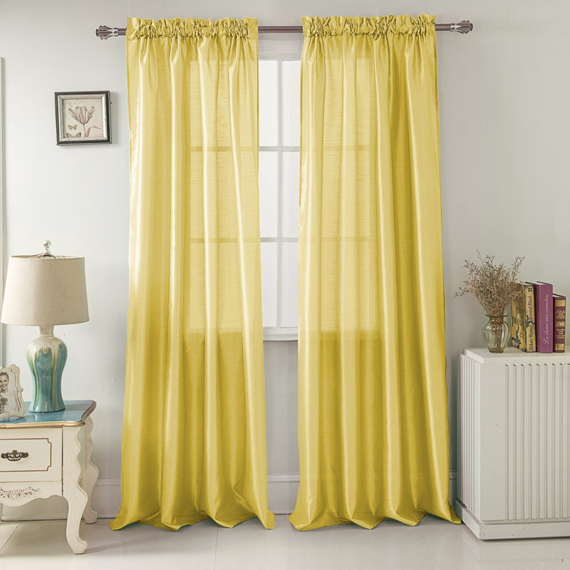 Panneau de rideau de fenêtre semi-transparent Alexzavier, Citron, l 54 po x L 90 po