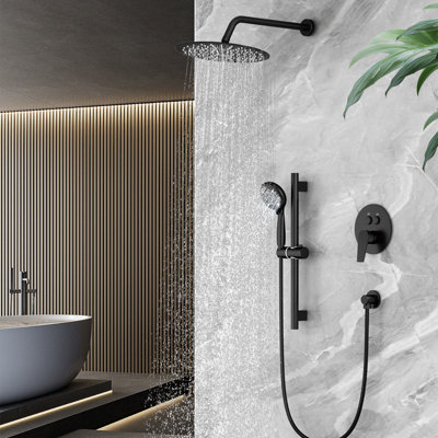 10 Inch Rainfall Shower Head With Handheld Combo Set With Slide Bar