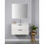 Armoire de meuble-lavabo 31,5 "avec lavabo, armoire flottante murale avec ligne décorative, système de fermeture en douceur, 2 très grands tiroirs, bois massif, pour salle de bain blanc