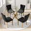 Ensemble de salle à manger à piédestal rond 5 pièces avec chaise capitonnée en velours pour salle à manger et salon-1248467043-1246170666-1248467047