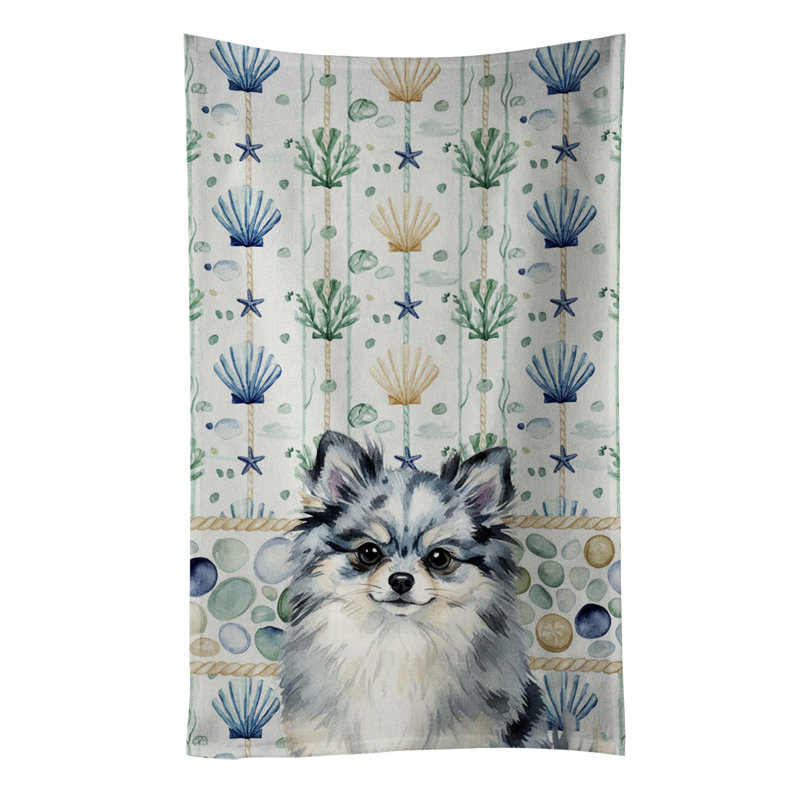 Serviette de cuisine Blue Merle Pomeranian Coastal, Poméranien bleu Merle