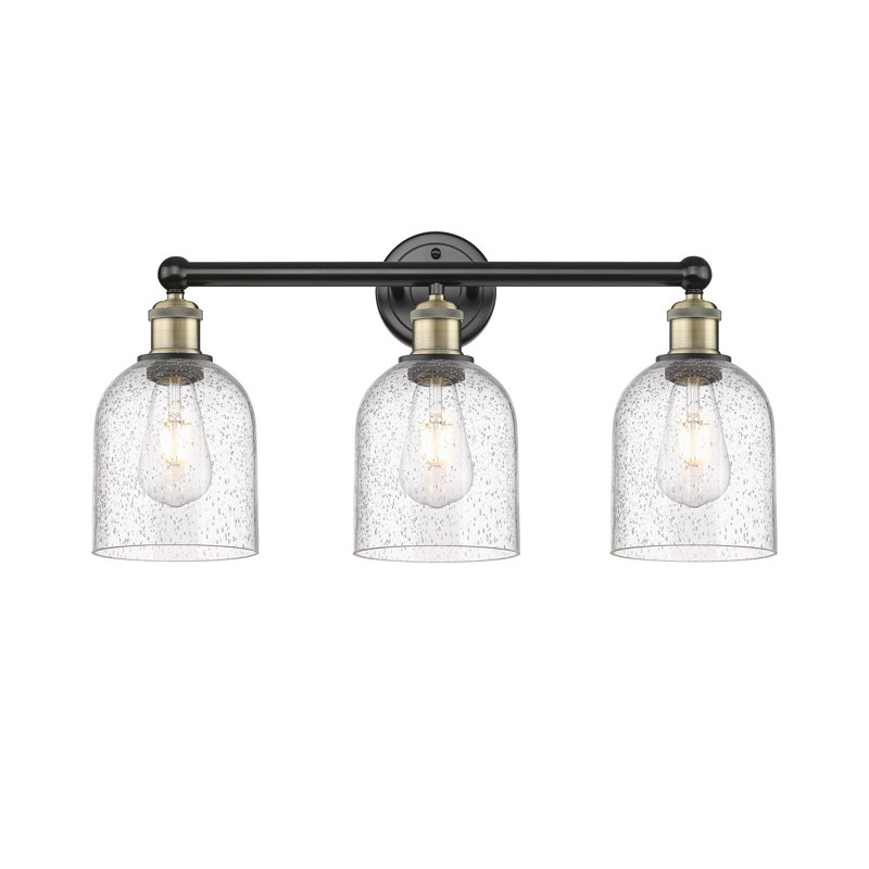 Abat-jour de salle de bain 3 lumières Edison Allysson, Bullé, Laiton antique noir