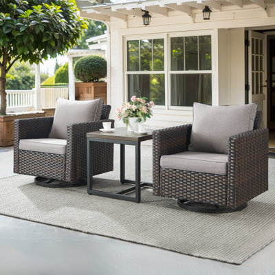 Aundra 2 - Person Outdoor Seating Group with Cushions by Ebern Designs