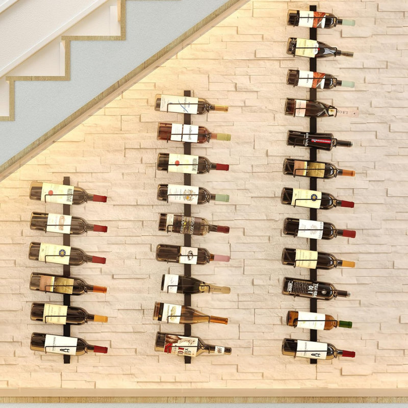 Ensemble de 2 porte-bouteilles de 12 bouteilles pour 24 bouteilles de vin, porte-bouteilles mural amovible, support de rangement pour bouteilles de vin utilisé comme une ou quatre, pour la cuisine, la salle à manger, le bar, la cave à vin