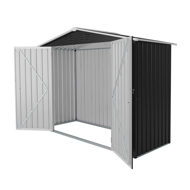Remise de rangement extérieure en métal 8 pi x 4 pi avec loquet verrouillable, acier galvanisé noir
