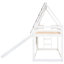 Lit superposé simple blanc et brun avec toit et glissade - Bois massif pour maison de chambre à coucher avec