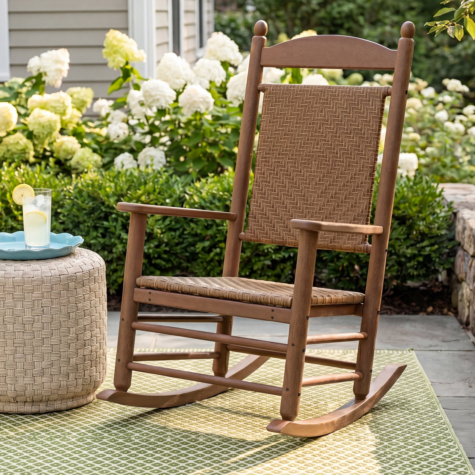 POLYWOOD® Rocker Woven Patio Rocking Chair, Black