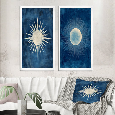 Rayons de soleil en bleu de Prusse I - Ensemble de 2 impressions sur toile Stars