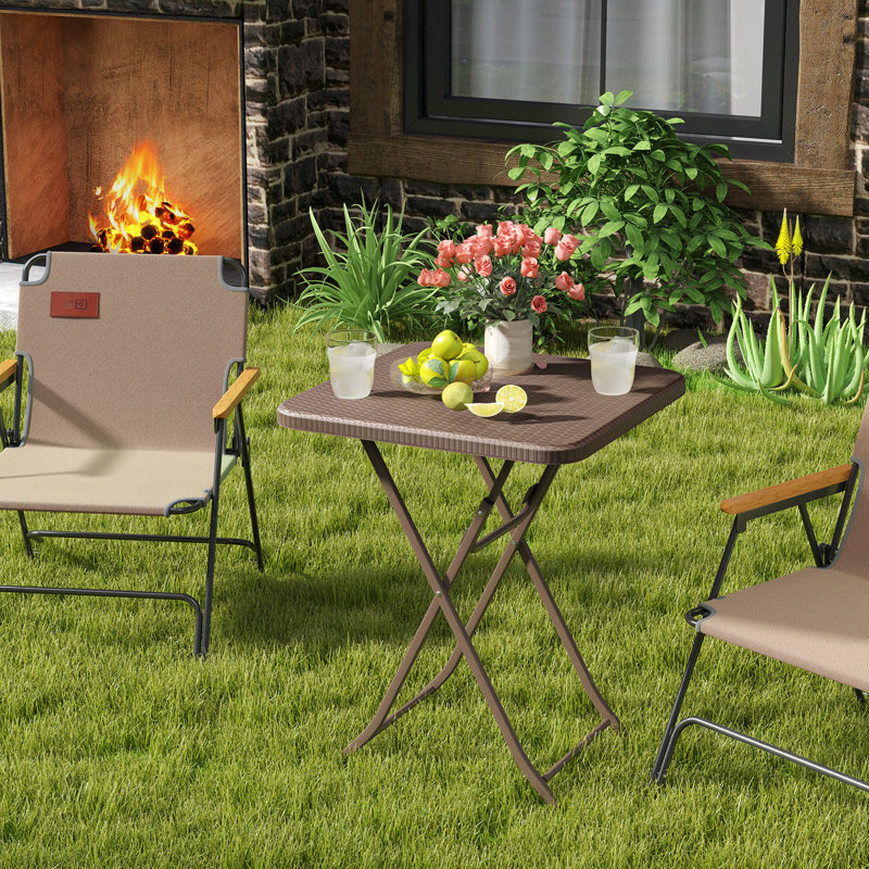 Square Metal Folding Outdoor Bistro Table , 60cm W 60cm D