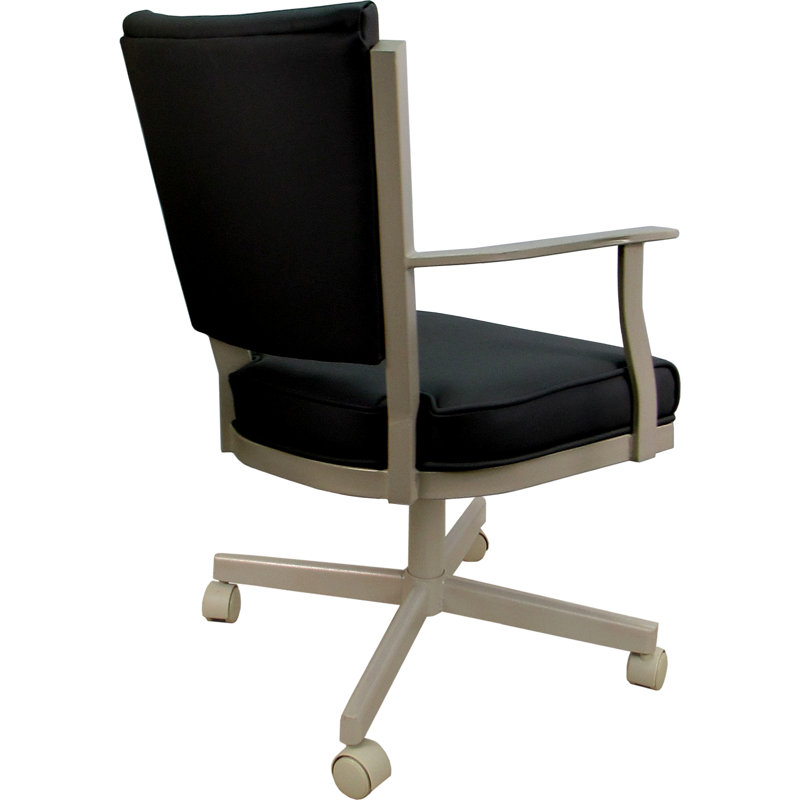 Leather Dining Caster Chair Swivel Tilt, Black, Beige