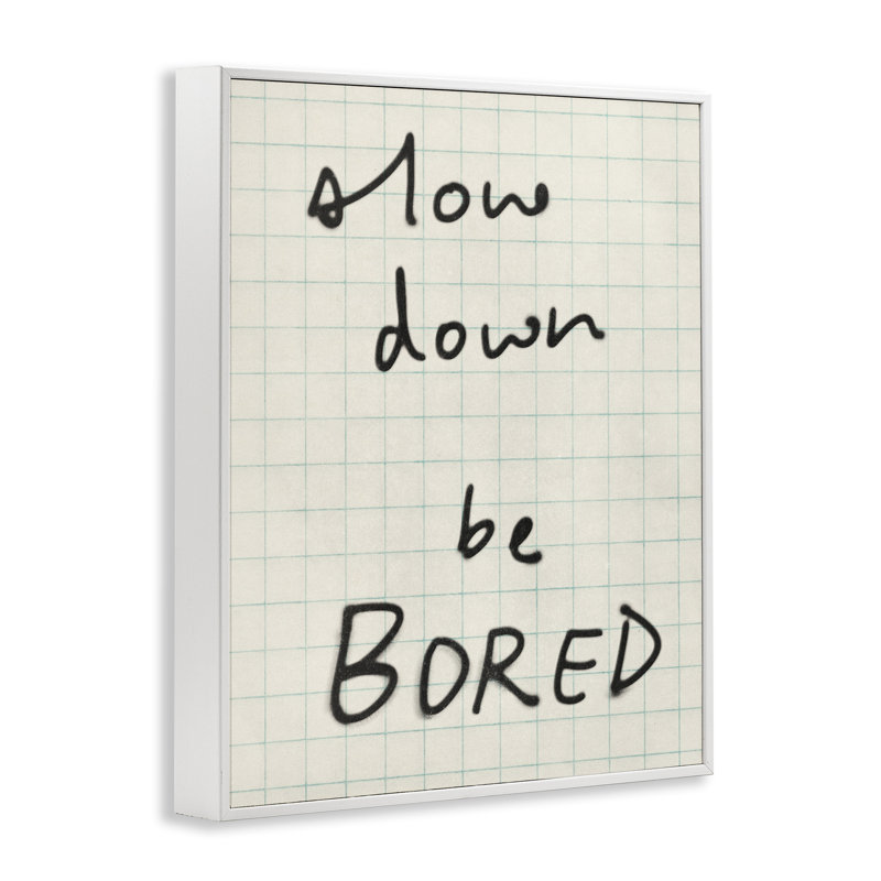 «Slow Down Be Bored Giclee Art», conception de Victoria Barnes, 20" H x 16" W, Estampe numérique encadrée blanc bord de mer