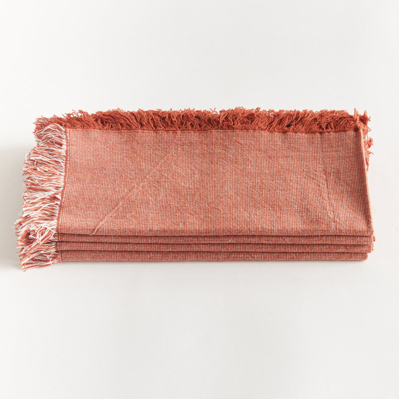 Lavande Pre-Washed Cotton Dinner Napkins in Rust, Red