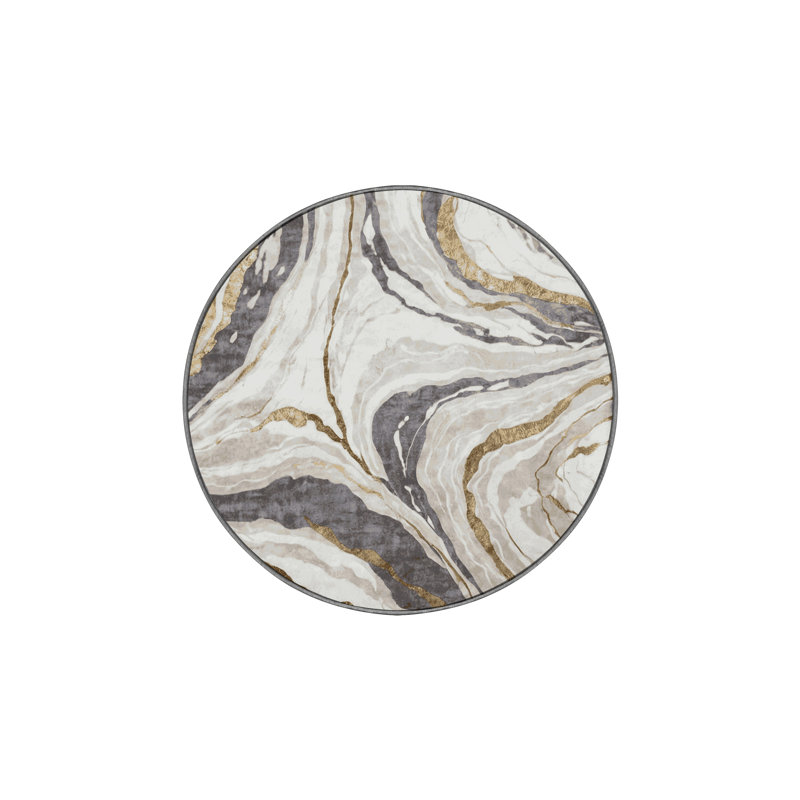 Tapis gris lavable à la machine, Rond 6 pi