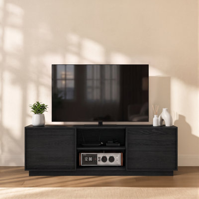 Modern 53.9"W Wooden TV Stand with Storage, Entertainment Centre for TVs up to 60"