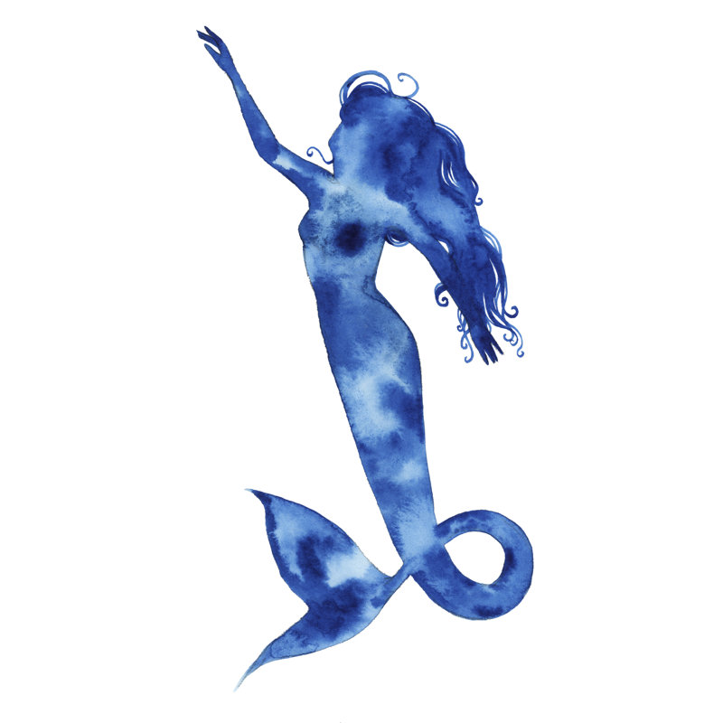 Blue Sirena I - Painting on Canvas, Wrapped Canvas, 76 cm H x 51 cm W