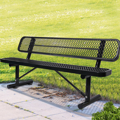 Banc en acier noir de 6 pi avec siège ergonomique, siège spacieux pour plus de confort, options de placement flexibles, design contemporain, profondeur 72 po, largeur 23,2 po, hauteur 32,5 po, poids du pied de 86 lb