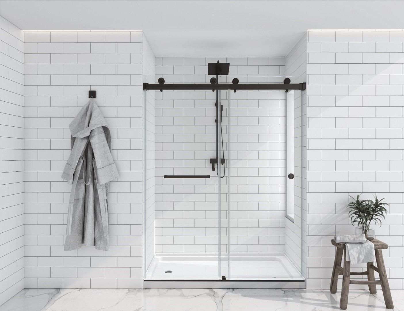 iGlass Shower Door 60'' W x 80'' H Double Sliding Frameless Shower Door