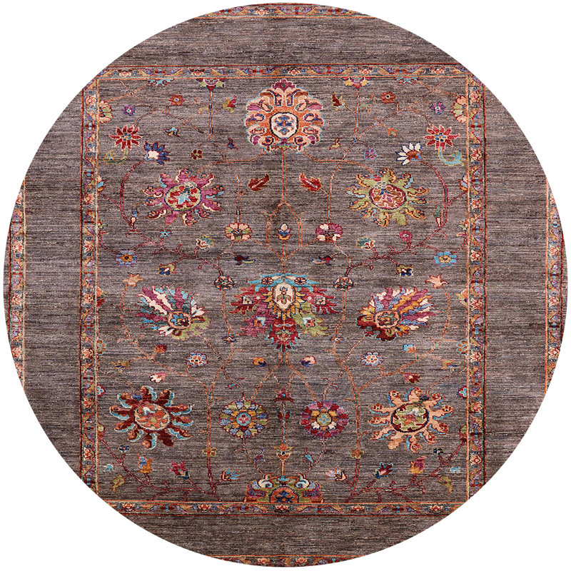 Tapis 100% Mid-Century moderne lavable à la machine 2426, Rond 4 pi