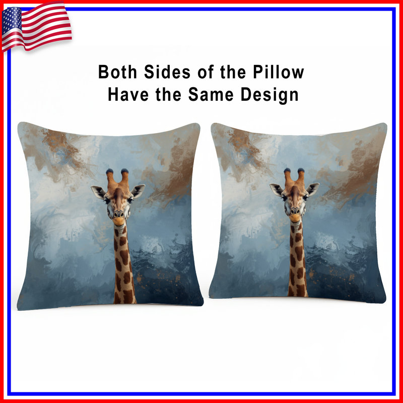 Coussin Girafe, 14 X 14 pouces