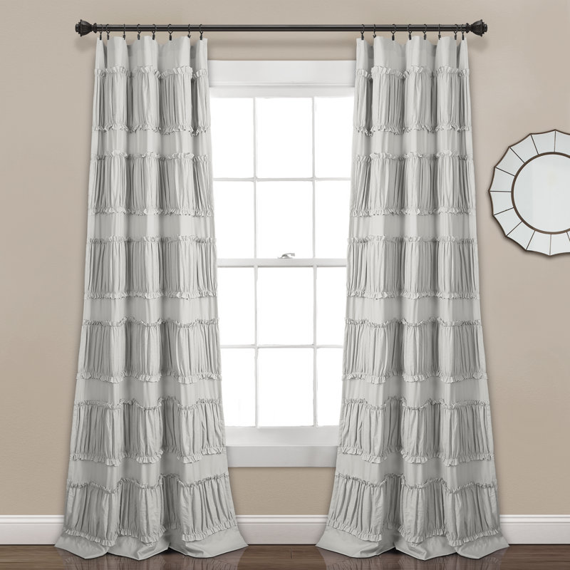 Semi Sheer Curtain Pair, Grey, 42" W x 95" L