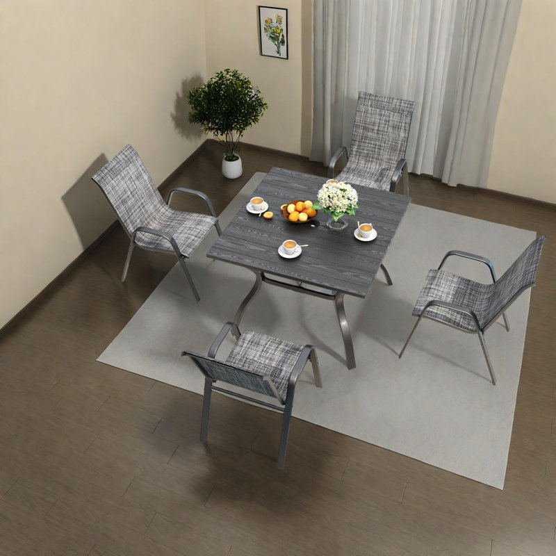 Ensemble de table à manger contemporain en métal de style rétro avec chaises ergonomiques pour patio