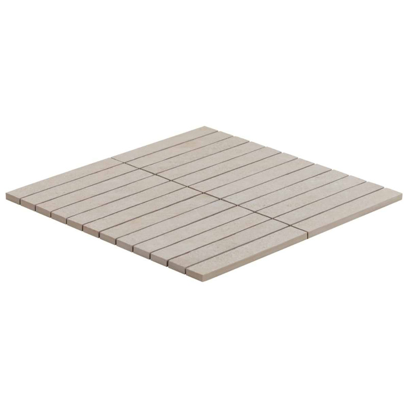 Era 12x12 Stacked Matte Limestone Look Porcelain Mosaic Tile, Crema Beige